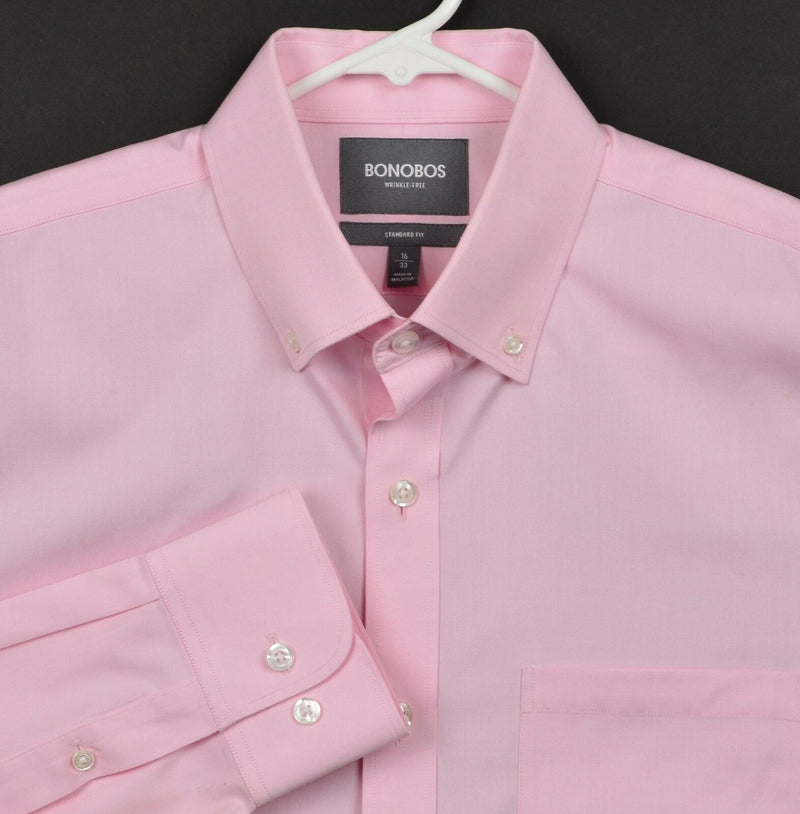 Bonobos Wrinkle-Free Men's Sz 16/33 Standard Fit Solid Pink Dress Shirt