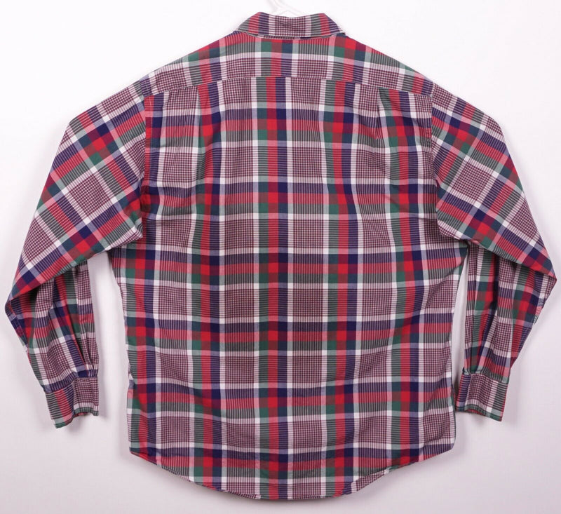 Allen Solly by GANT Men's XL Red Blue Green Plaid Vintage 80s Button-Front Shirt