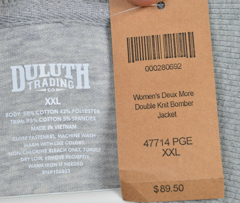 Duluth Trading Co Women's 2XL Double Knit Heather Gray Duex More Bomber Jacket