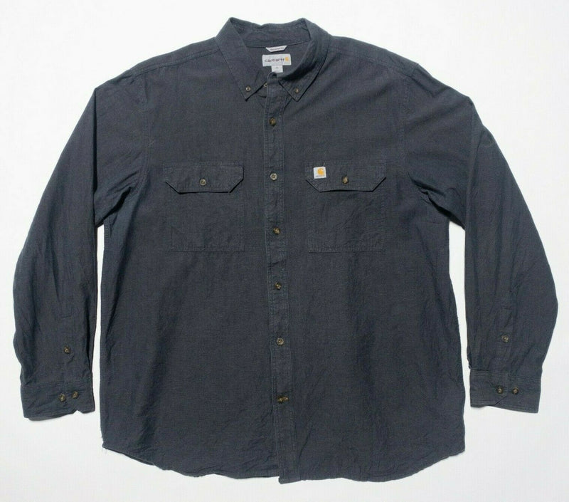 Carhartt Fort Lightweight Chambray Long Sleeve Shirt Dark Gray Workwear Men's XL