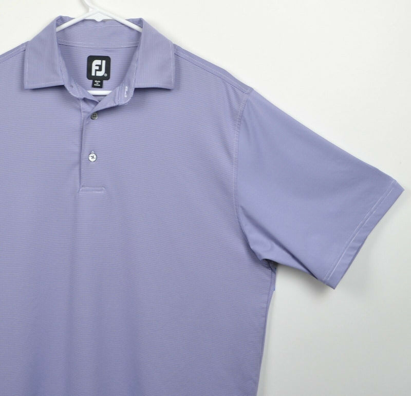 FootJoy Men's Sz Medium Purple Micro-Striped FJ Performance Golf Polo Shirt