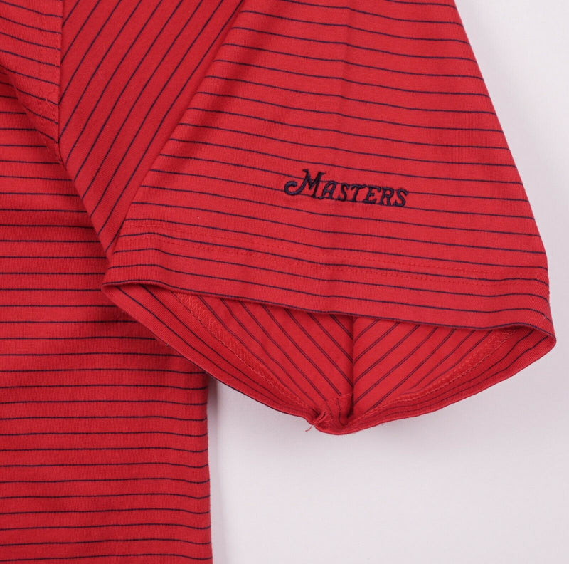 Masters Collection Men's Large Red Navy Striped Augusta National Golf Polo Shirt