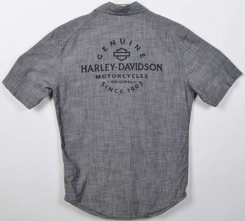 Harley-Davidson Men's Small Gray Garage Mechanic Textured Canvas Biker Shirt