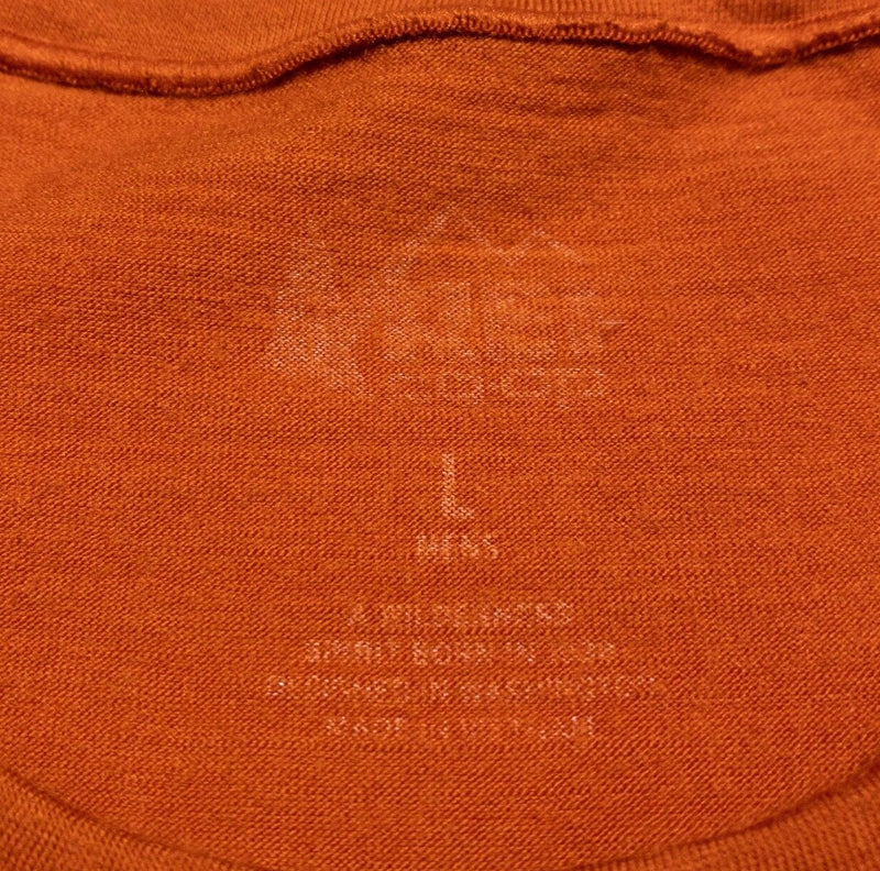 REI Base Layer Men's Large Merino Wool Long Sleeve Crew Neck Outdoor Orange