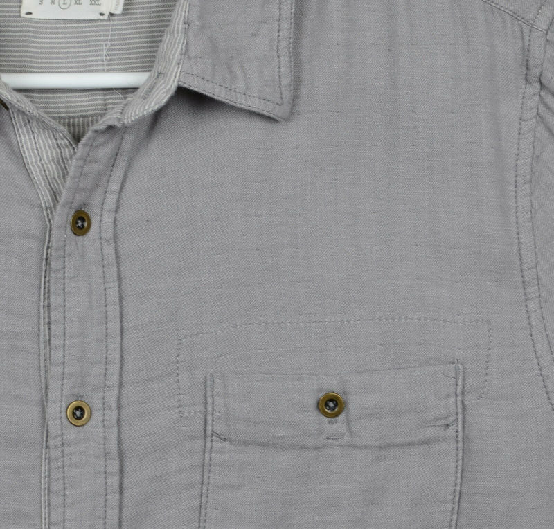 AG Adriano Goldschmied Men's Large Gray Button-Front Flannel Shirt