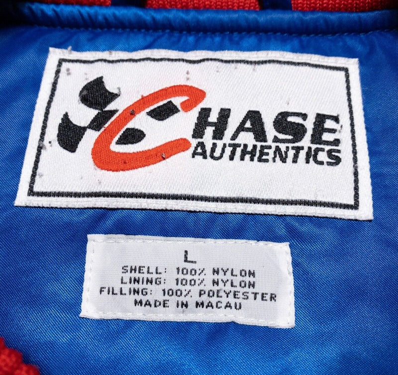 Chase Authentics NASCAR Jacket Men's Large Ford Quality Care Jarrett Blue Snap