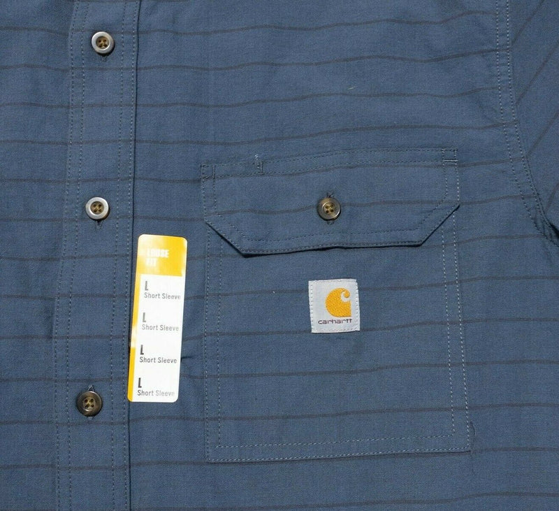 Carhartt Button-Down Shirt Large Loose Fit Men's Blue Midweight Chambray Casual