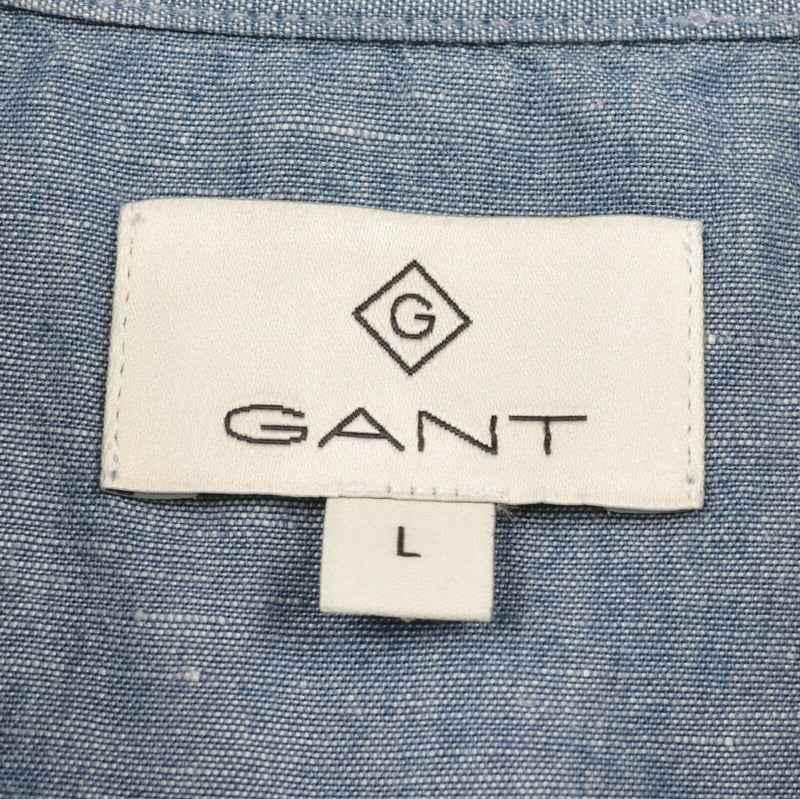 GANT Men's Large Linen Blend Blue Chambray Albiate Milano Oxford Shirt