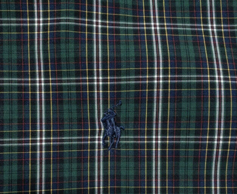 Polo Ralph Lauren Shirt Men's 2XL Button-Down Dark Green Tartan Plaid Pony