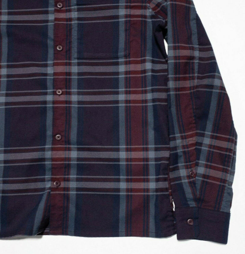 Lululemon Mens Shirt Small Flannel Masons Peak Purple Blue Plaid Long Sleeve