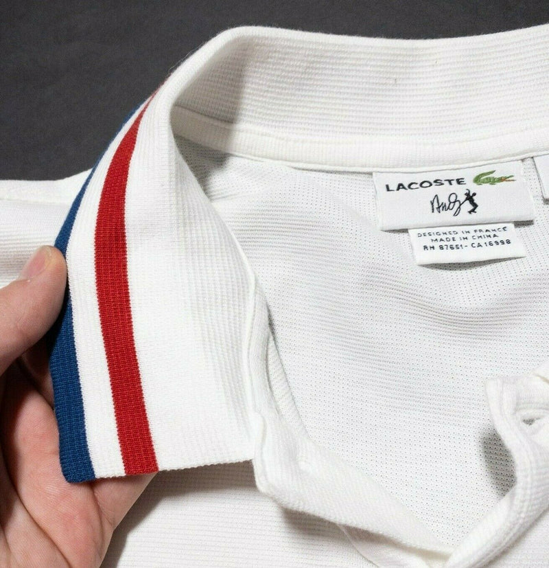 Andy Roddick Lacoste Polo Shirt Tennis Pocket White Stripe Accent Men's 8 (3XL)