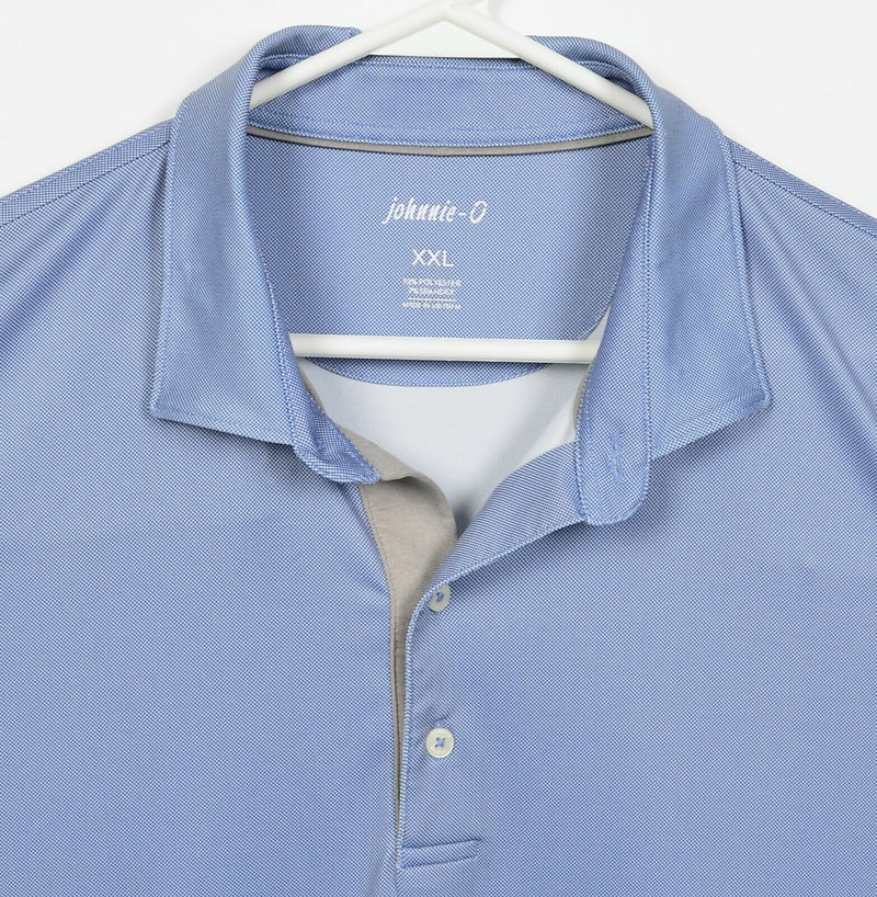 Johnnie-O Prep-Formance Men's 2XL Blue Micro-Check Wicking Golf Polo Shirt