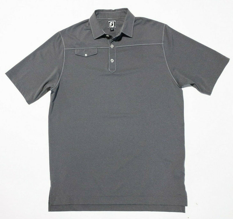 FootJoy Golf Shirt Large Athletic Fit Men's Polo Pocket Gray Wicking Stretch