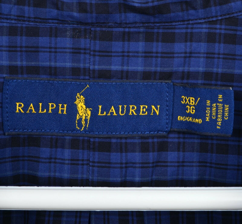 Polo Ralph Lauren Men's 3XB (3XL Big) Navy Blue Plaid Button-Down Shirt