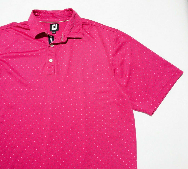 FootJoy Golf Shirt XL Men's Hot Pink Polka Dot Polo Wicking Stretch Performance