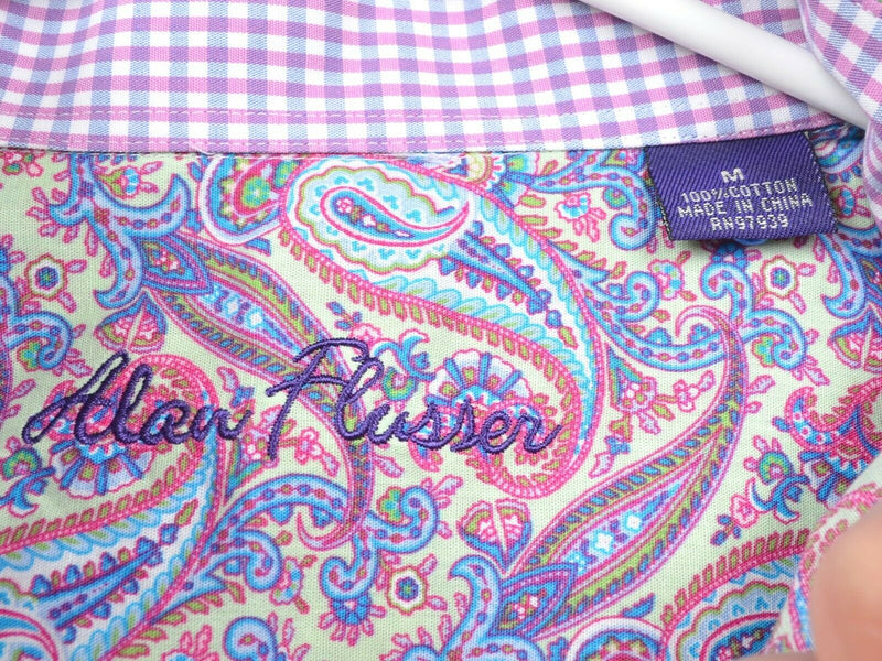 Alan Flusser Men's Sz Medium Paisley Purple Blue Multi-Color Button-Front Shirt