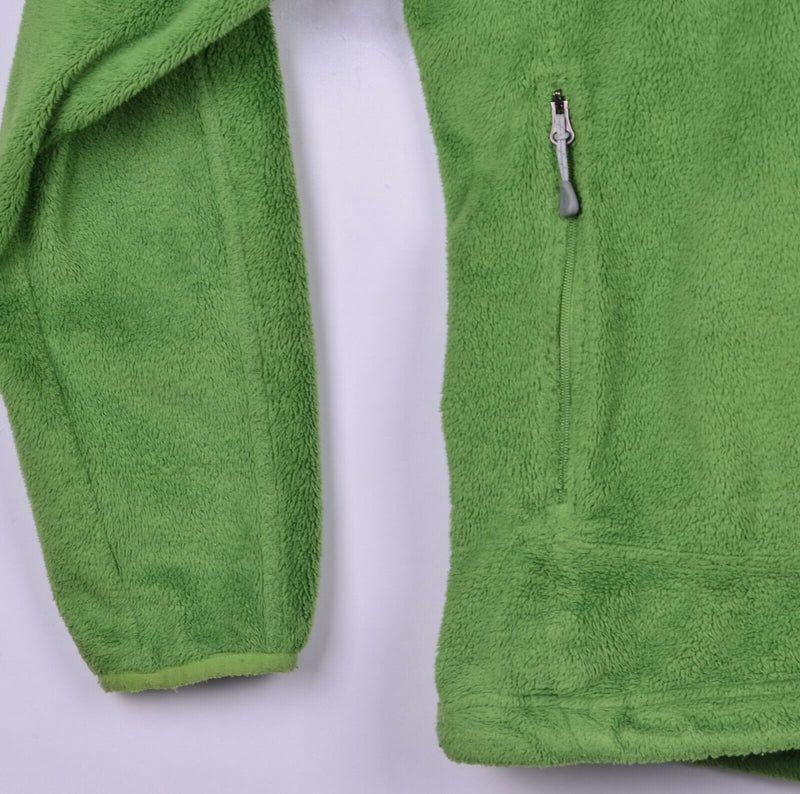 Mountain Hardwear Women's Large Fuzzy Leather Full Zip Hooded Green Jacket