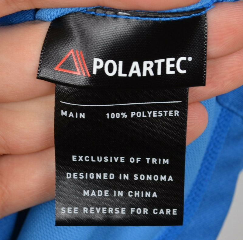 QOR Men's Sz Medium 1/4 Zip Solid Blue Hiking Polartec Activewear Polo Shirt