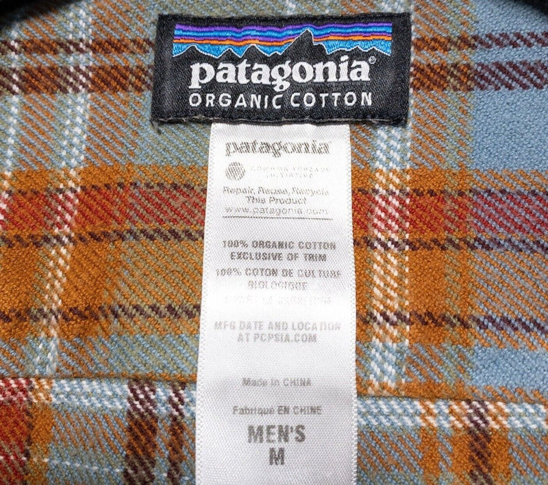Patagonia Fjord Flannel Shirt Medium Mens Long Sleeve Orange Blue Colorful Plaid