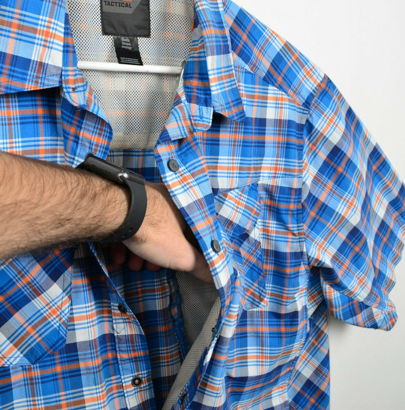 5.11 Tactical Series Men's Sz Large Blue Plaid Snap-Front Conceal Carry Shirt