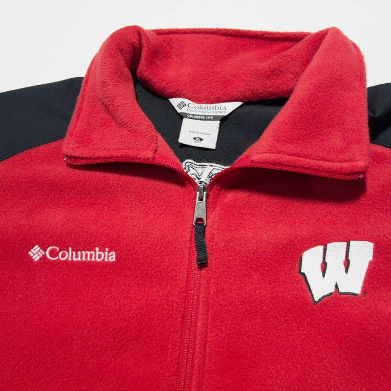 Wisconsin Badgers Men's XL Columbia Red Fleece Full Zip College NCAA Jacket