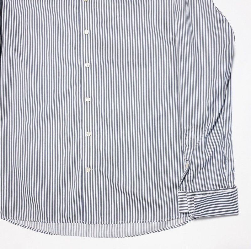 Eton Shirt 17.5 (44) Contemporary Men's French Cuff Gray Stripe Long Sleeve