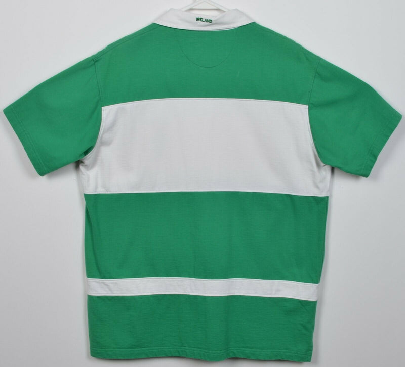 Blarney Designs Men's Medium Ireland Rugby Green Chunky Striped Polo Shirt