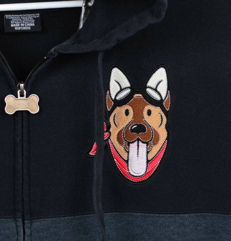 Fallout 4 Bethesda Men's Medium DogMeat Dog Full Zip Black Hoodie Sweatshirt