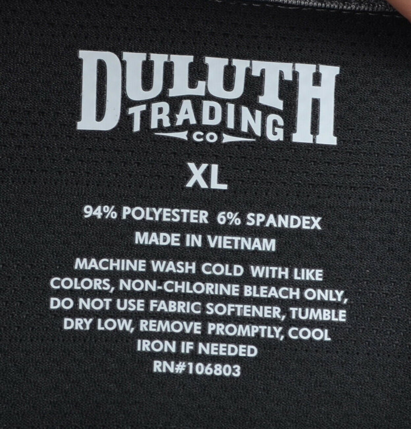 Duluth Trading Co Men's XL Heather Gray Black Mesh Zip Collar Polo Shirt