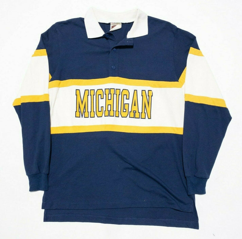 Michigan Wolverines Nutmeg Mills Vintage 90s Rugby Shirt Striped Men's XL