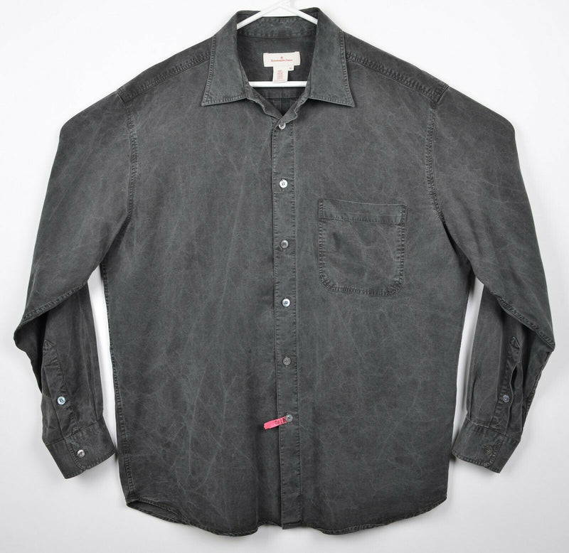 Ermenegildo Zegna Men's XL 100% Rayon Gray Italy Designer Button-Front Shirt