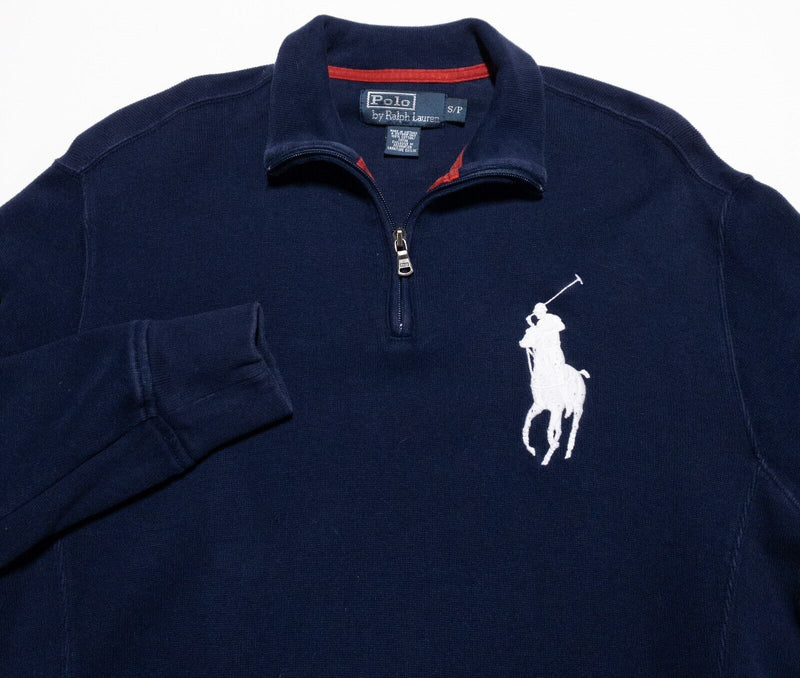 Polo Ralph Lauren Big Pony Sweatshirt Mens Small Ski Patch 1/4 Zip Pullover Blue