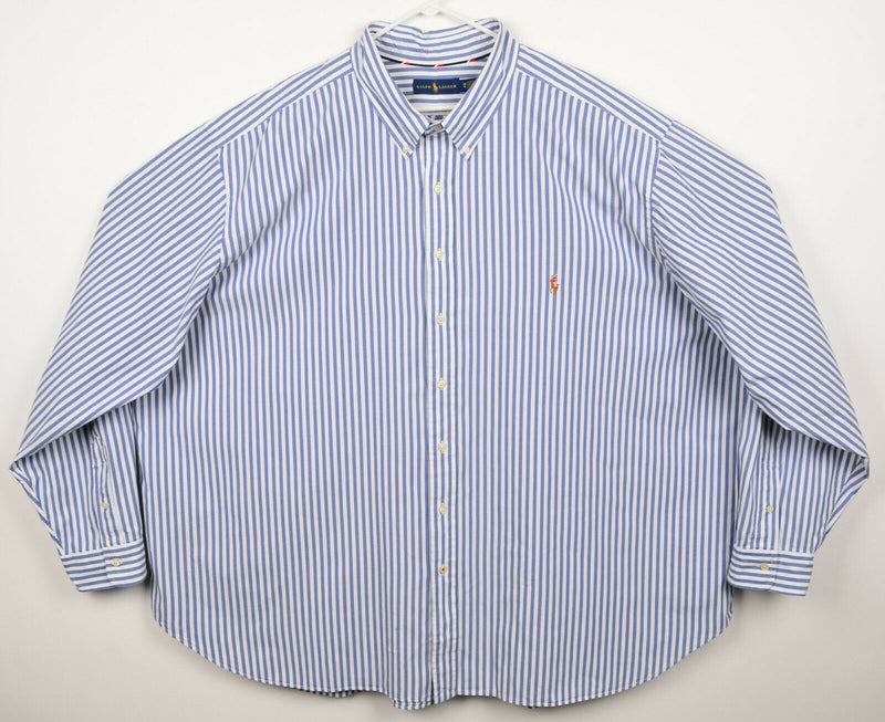 Polo Ralph Lauren Men's 5XB (5XL Big) Blue White Striped Button-Down Shirt