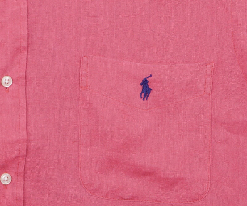 Polo Ralph Lauren Men's XL Classic 100% Linen Solid Pink/Red Button-Down Shirt
