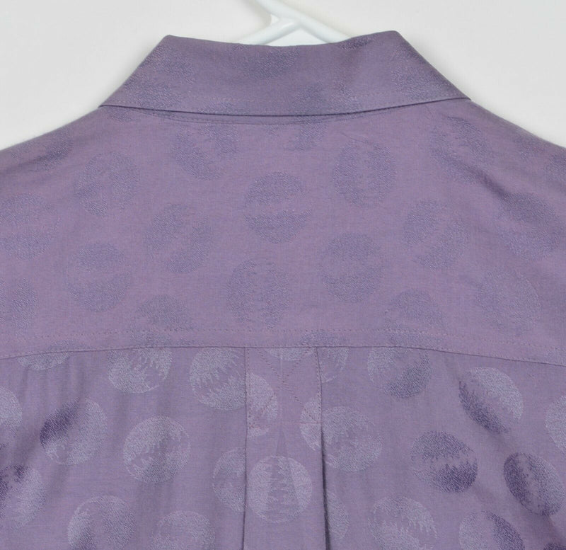 Bugatchi Uomo Men's Sz Medium Rayon Blend Purple Geometric Dot Shiny Club Shirt