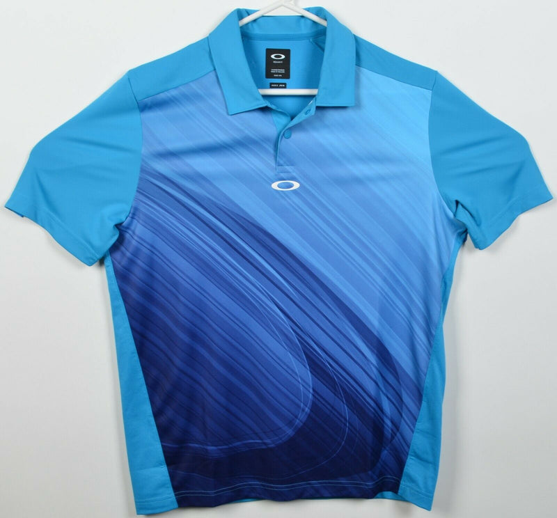 Oakley Hydrolix Men's Small Regular Fit Blue Striped Wicking Golf Polo Shirt