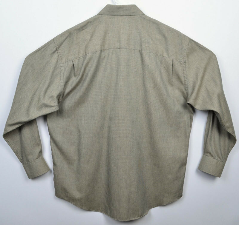 Vintage Yves Saint Laurent Men's 15.5 32-33 (M) Green/Brown Button-Down Shirt