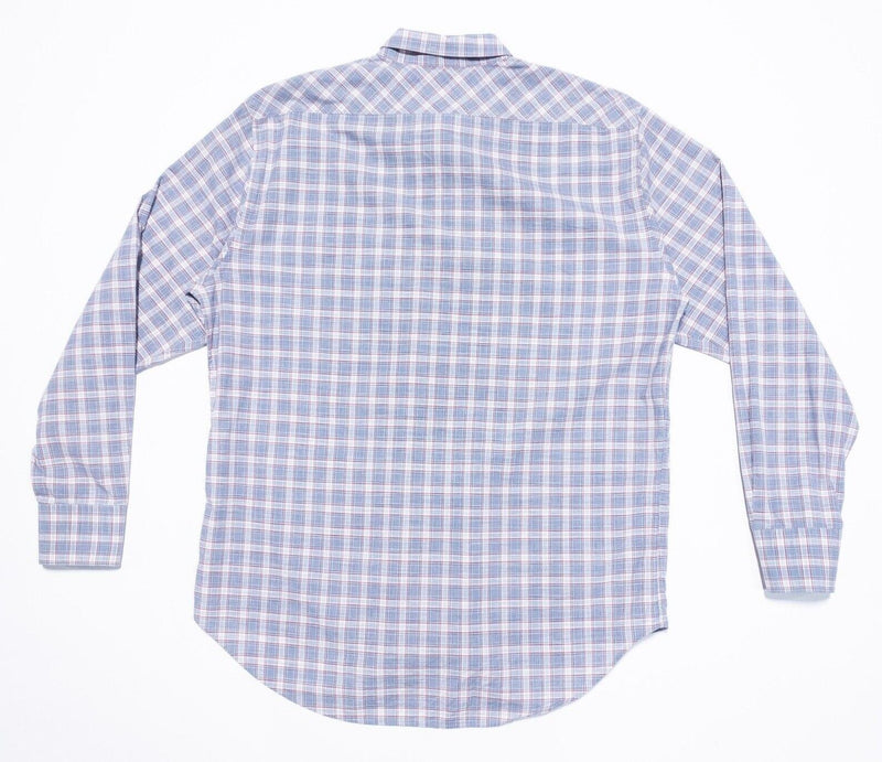 Billy Reid Shirt XXL Standard Cut Men Blue Red Plaid Long Sleeve 2XL Button-Down