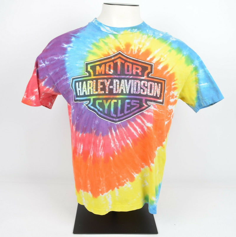 Vintage 90s Harley-Davidson Men's Large Tie Dye Colorful Single Stitch T-Shirt