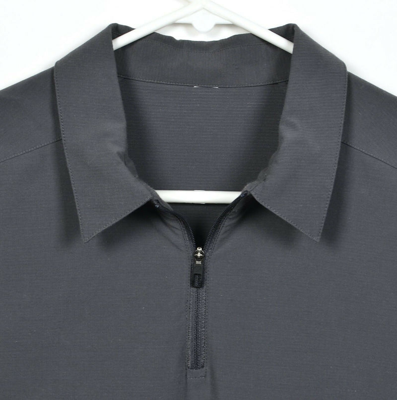 Lululemon Men's Large? Solid Gray 1/4 Zip Wicking Stretch Collared Polo Shirt
