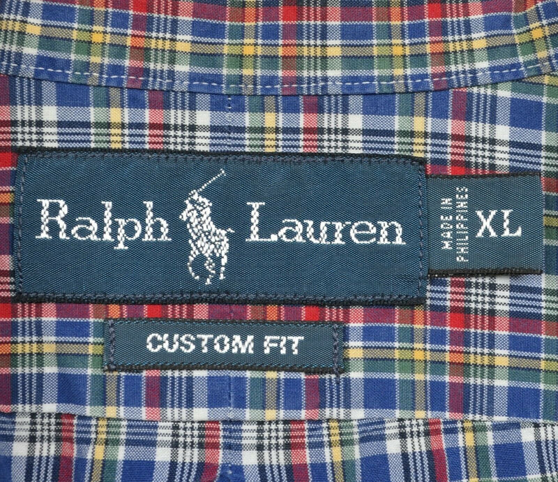 Polo Ralph Lauren Men's XL Custom Fit Blue Red Plaid Button-Down Shirt