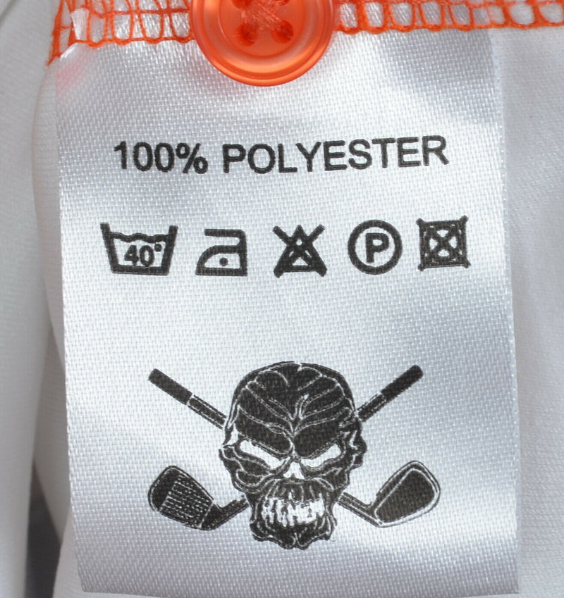 Tattoo Golf Men's 4XL Skull Orange White Argyle Wicking Golf Polo Shirt