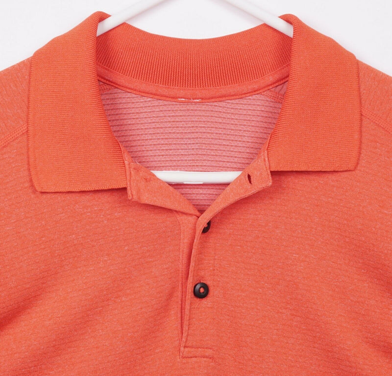 Lululemon Men's Sz Large Orange Athleisure Fitness Short Sleeve Polo Shirt