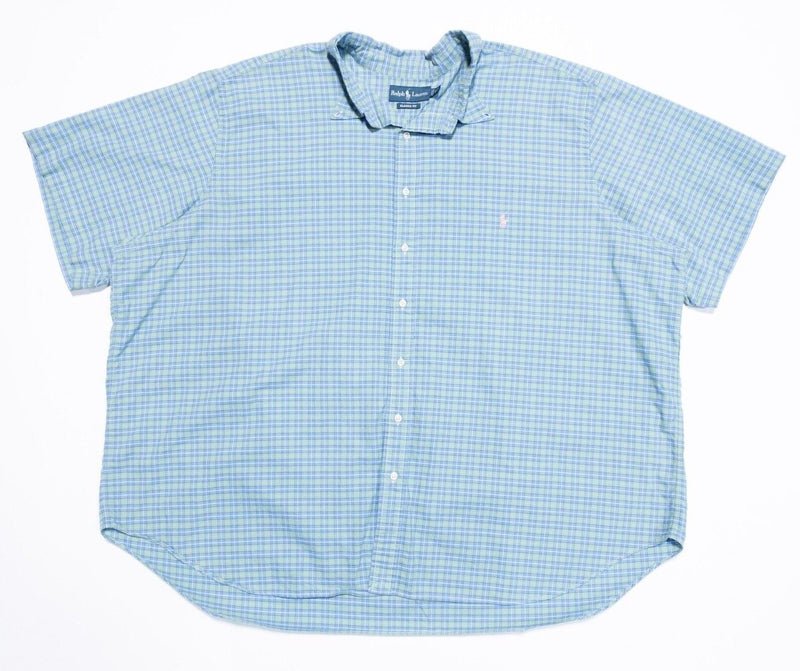 Polo Ralph Lauren 4XB Shirt Men's Big & Tall Classic Fit Green Blue Check Button