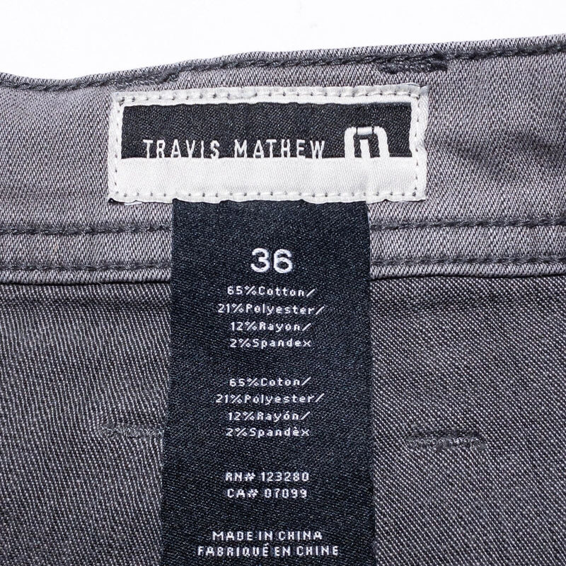 Travis Mathew Gray Jeans Men's 36 Gray Solid Straight Stretch Casual