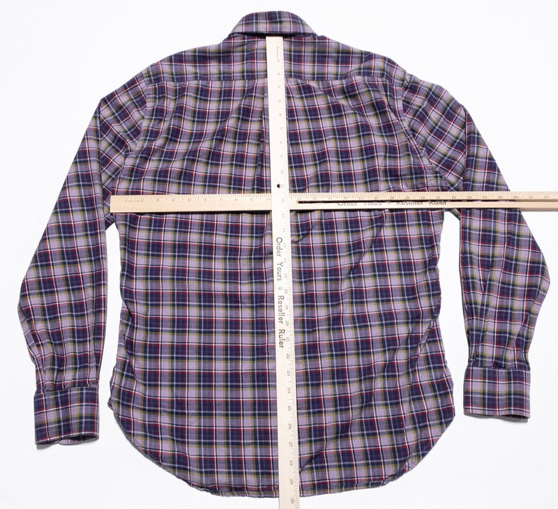 Gitman Bros. Vintage Shirt Men's Medium Button-Down Purple Plaid Long Sleeve USA