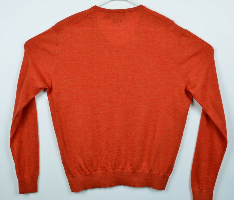 Polo Ralph Lauren Men's XL 100% Merino Wool Orange V-Neck Pullover Sweater