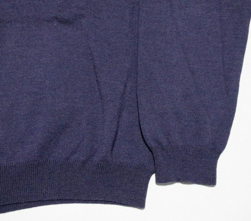 Brooks Brothers Men's XL Merino Wool Nylon Blend Solid Purple V-Neck Sweater