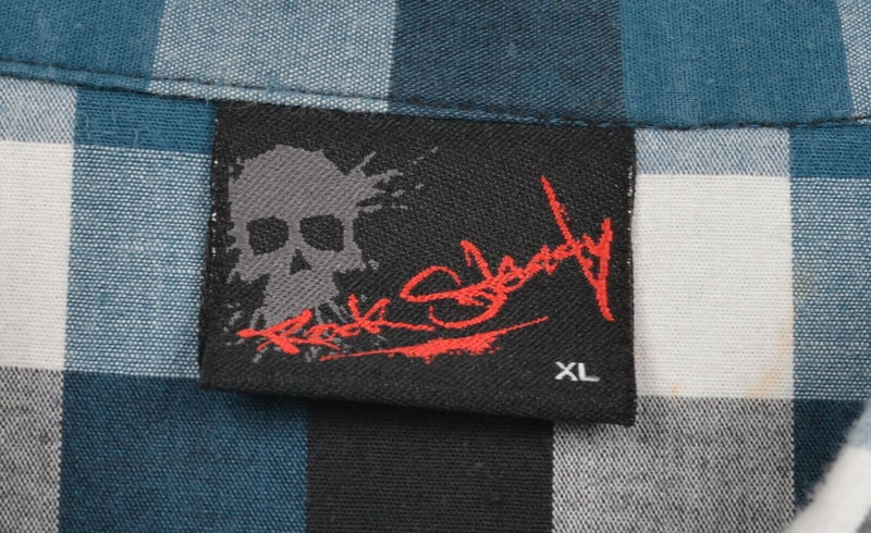 Steady Clothing Men's Sz XL Rock Steady Embroidered Bird Plaid Rockabilly Shirt