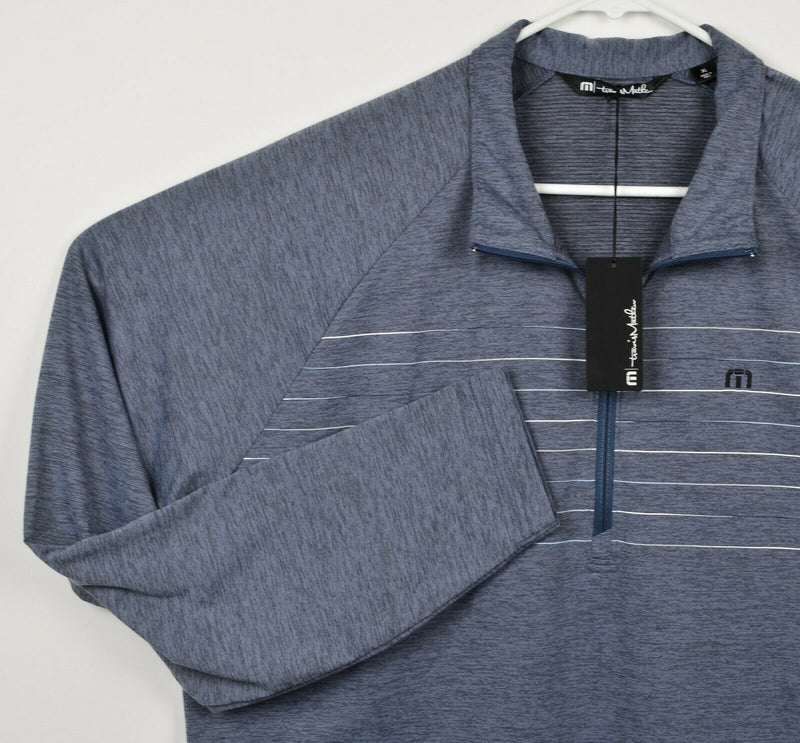 Travis Mathew Men's XL 1/4 Zip Salgado Blue Striped Lightweight Golf Jacket